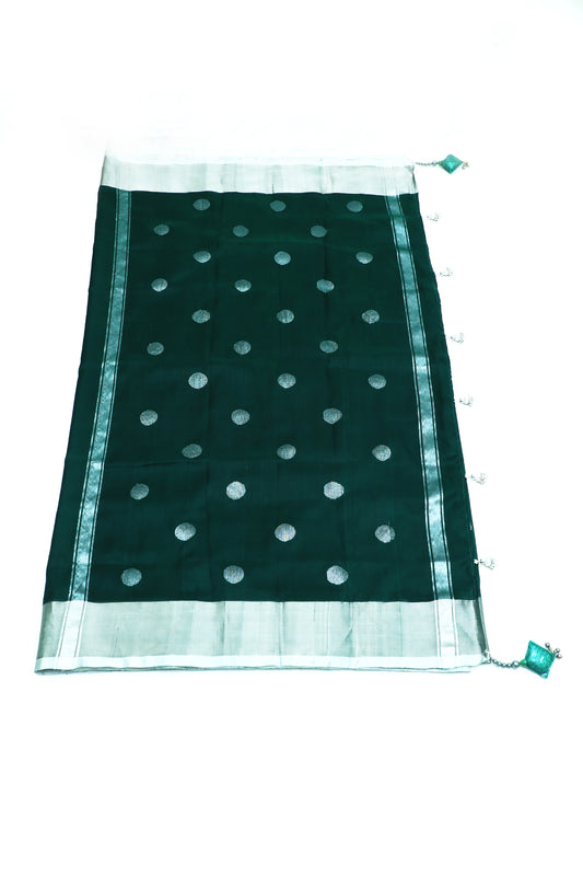 Handwoven Uppada Silk Saree in Dark Green