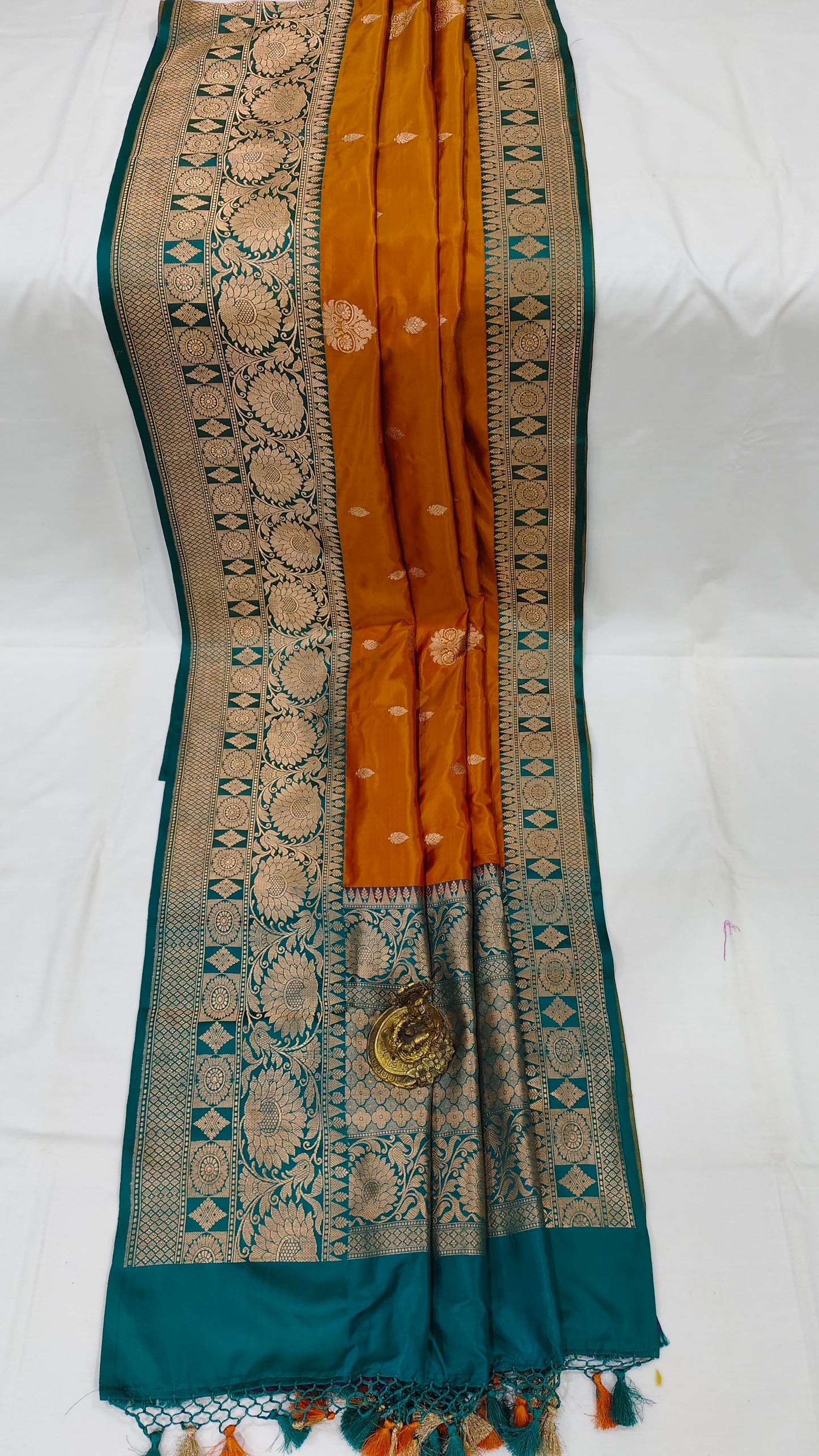 Benaras Katan Silk Saree in Orange
