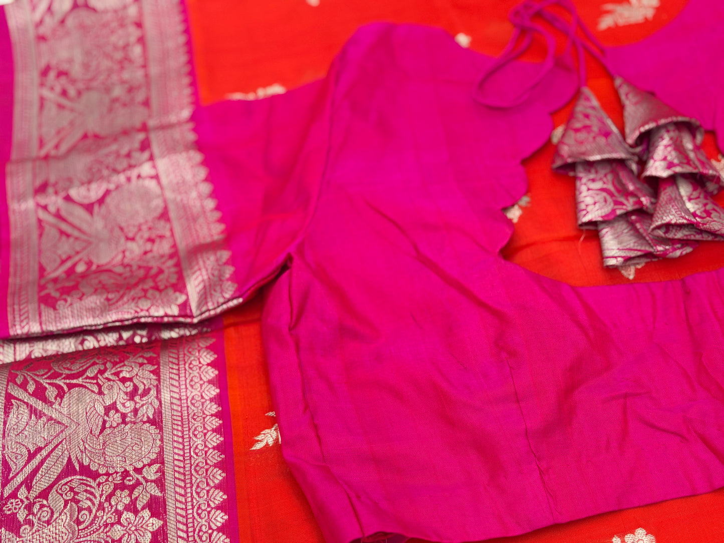 Handwoven Venkatagiri Silk Saree in Flame Red