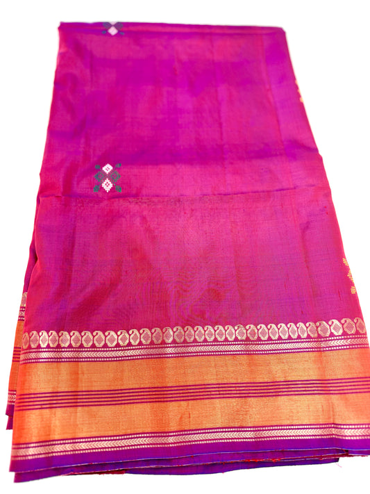Handwoven Pink Bishnupuri Silk Sare