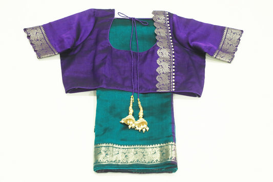 Handwoven Mangalagiri Silk Saree in Green