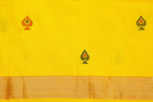 Handwoven Yellow Bishnupuri Silk Saree in Yellow