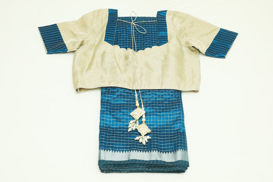Handwoven Mangalagiri Silk Saree in Blue