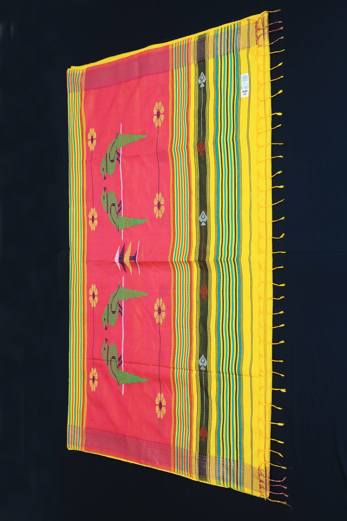 Handwoven Yellow Bishnupuri Silk Saree in Yellow