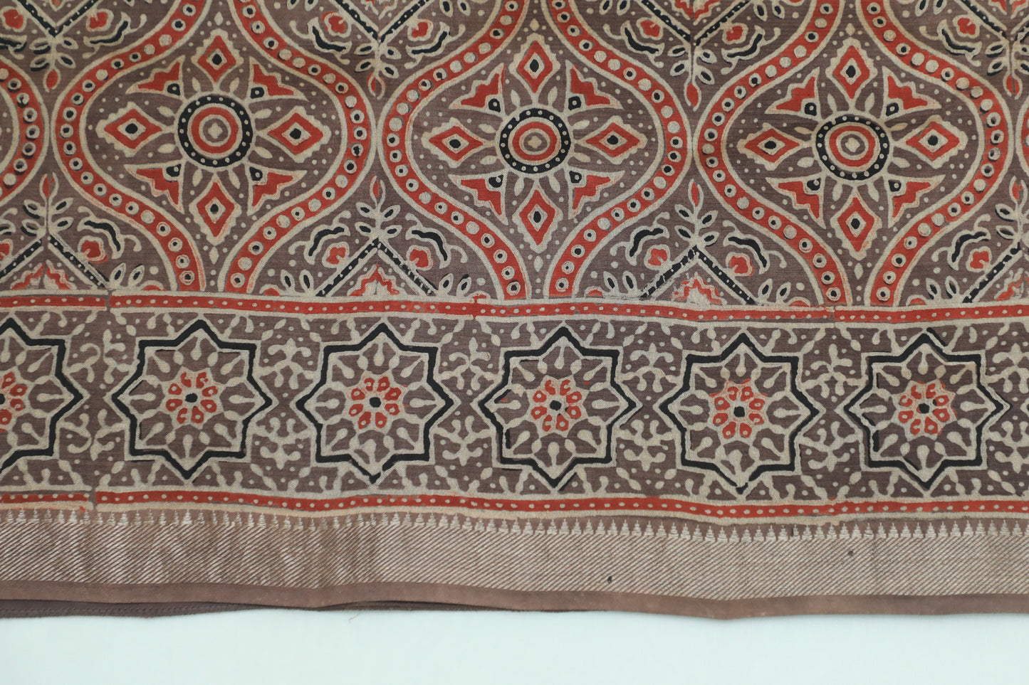 Handwoven Mangalagiri Silk Saree in Brown