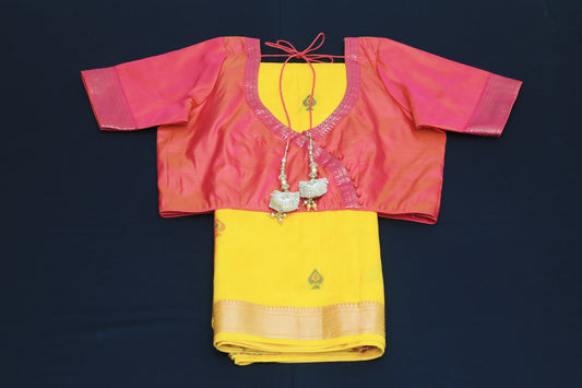Handwoven Yellow Bishnupuri Silk Saree in Yellow
