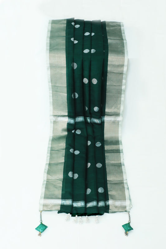Handwoven Uppada Silk Saree in Dark Green