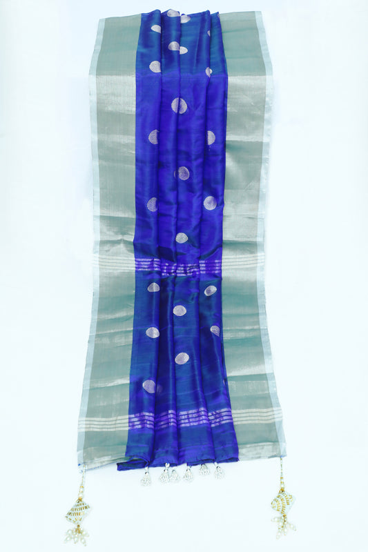 Handwoven Uppada Silk Saree in Royal Blue