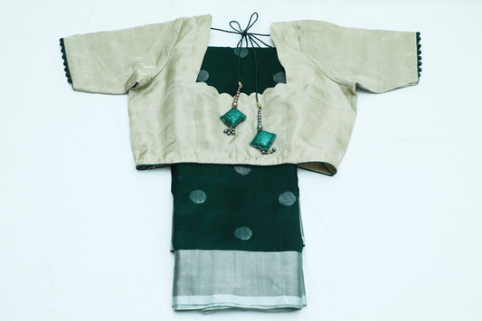 Handwoven Uppada Silk Saree in Dark Green