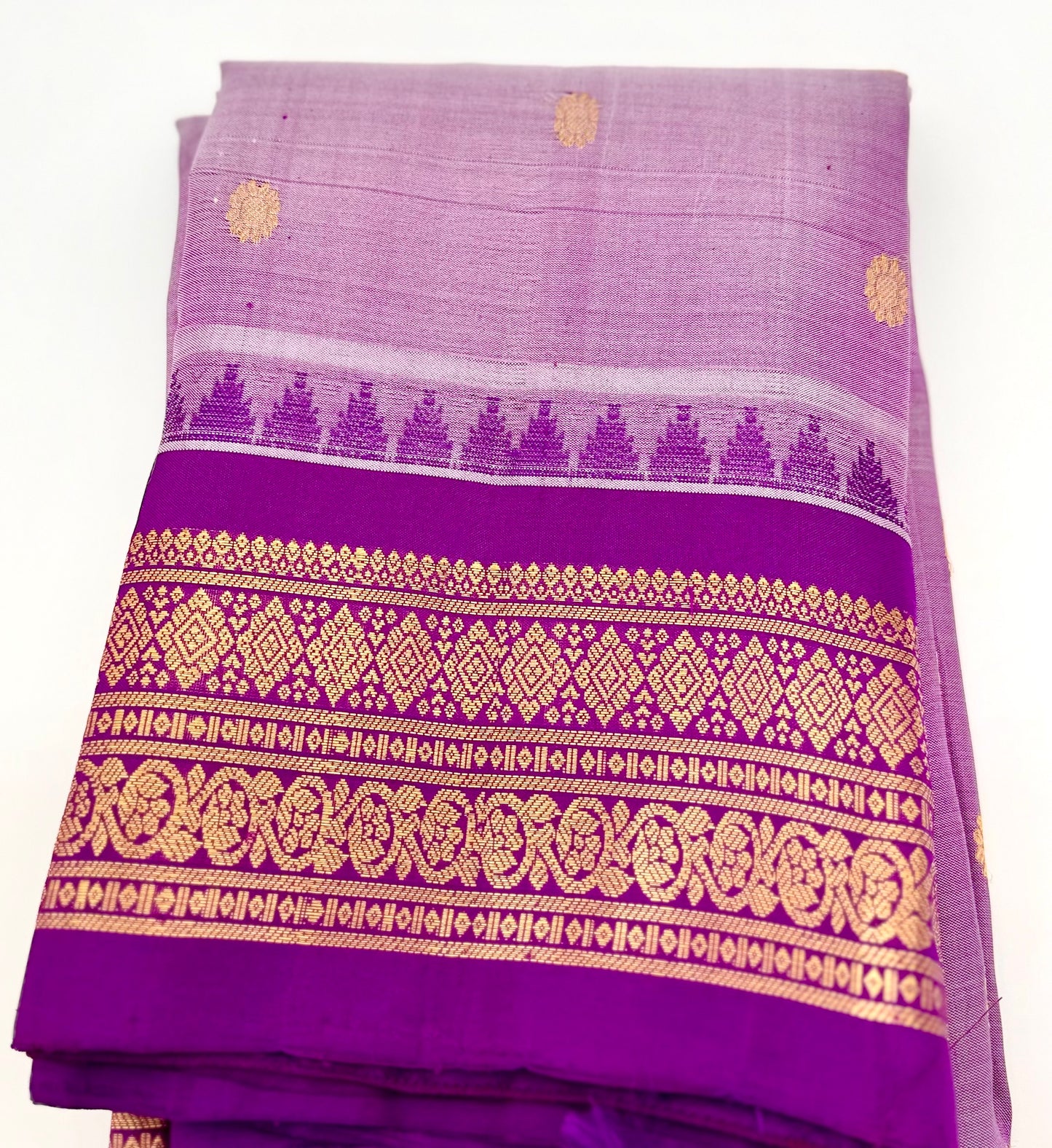 Handwoven Pure Gadwal Silk Saree in Lavender