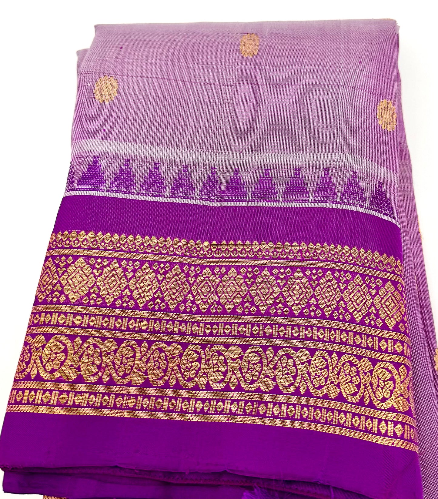 Handwoven Pure Gadwal Silk Saree in Lavender