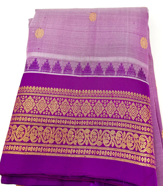 Handwoven Pure Gadwal Silk Saree in Lavender