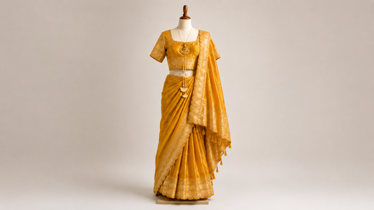 Mustard Tissue Silk Saree
