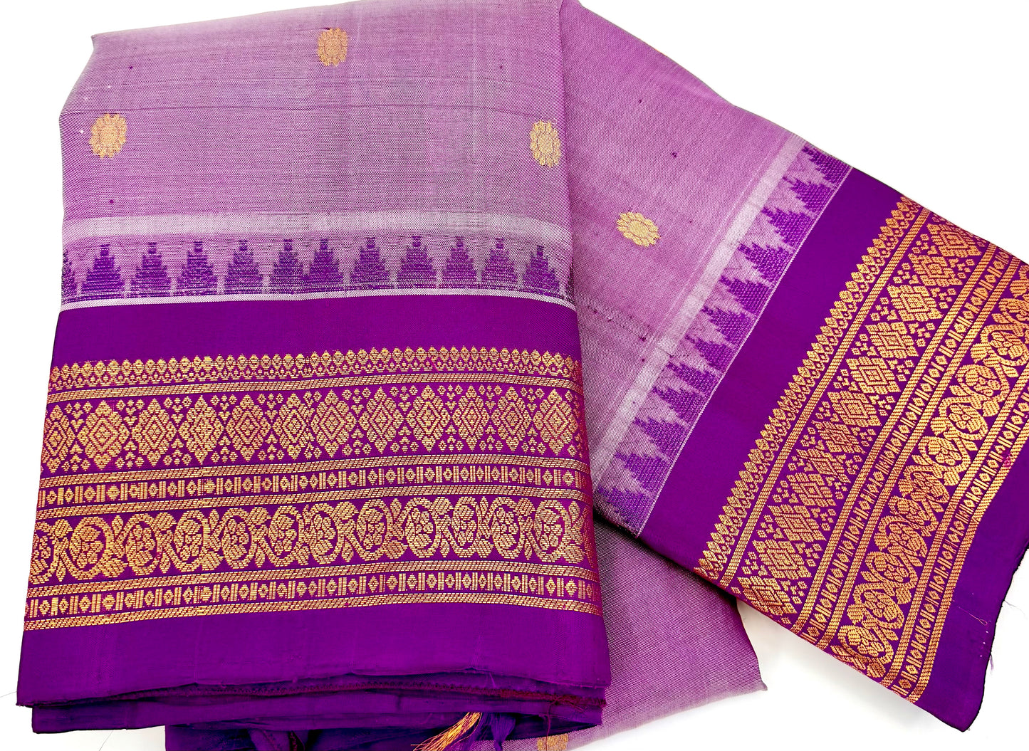 Handwoven Pure Gadwal Silk Saree in Lavender