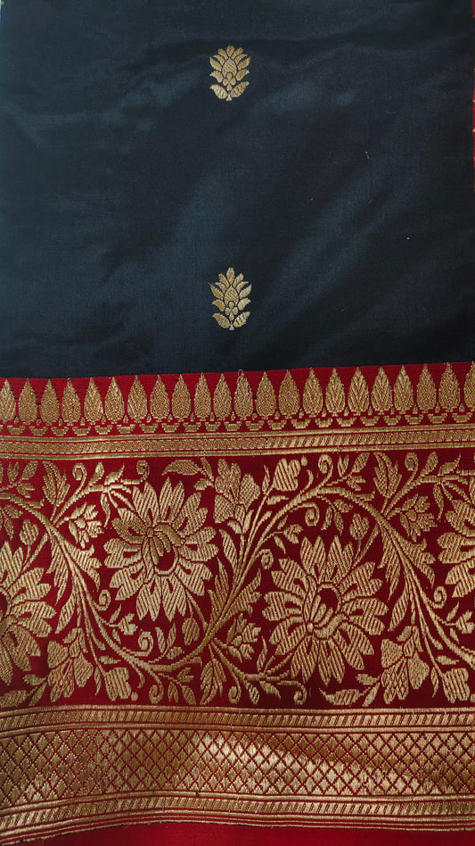 Benaras Katan Silk Saree in Black
