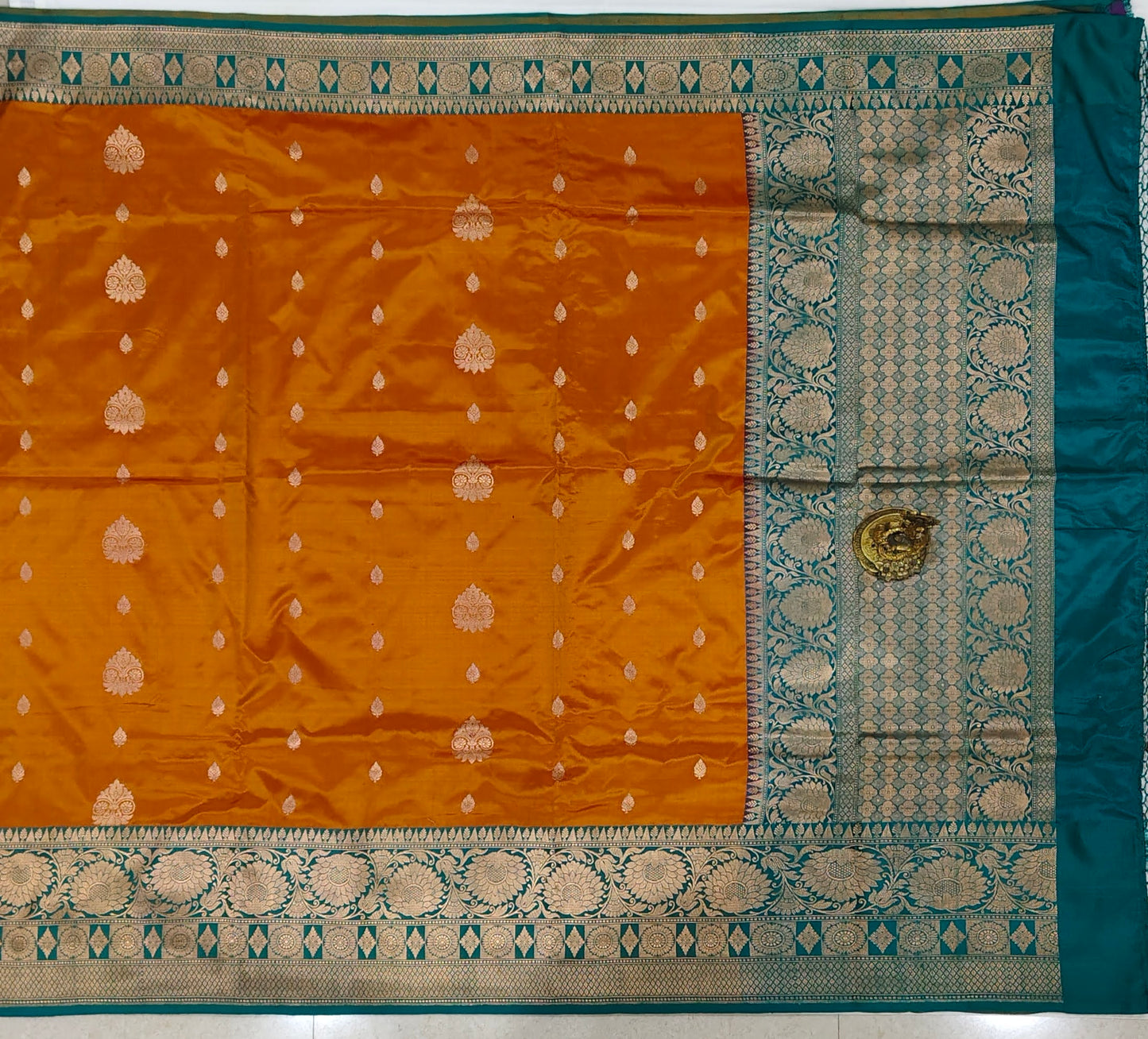 Benaras Katan Silk Saree in Orange