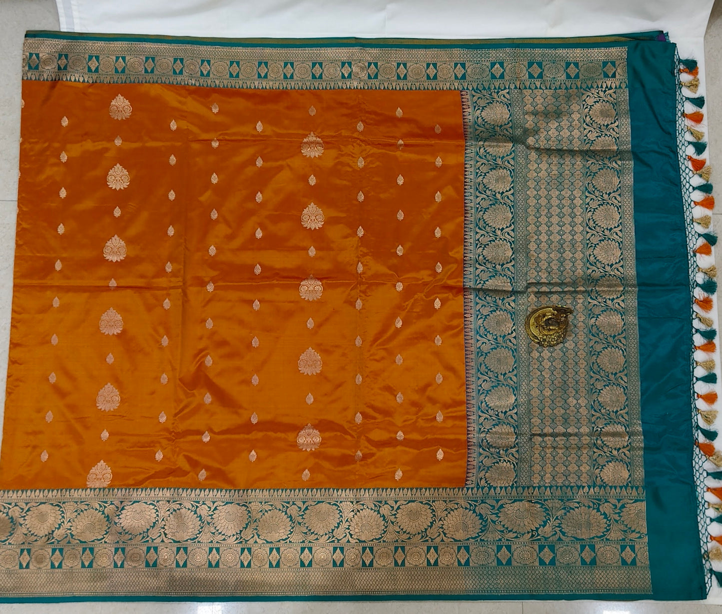 Benaras Katan Silk Saree in Orange