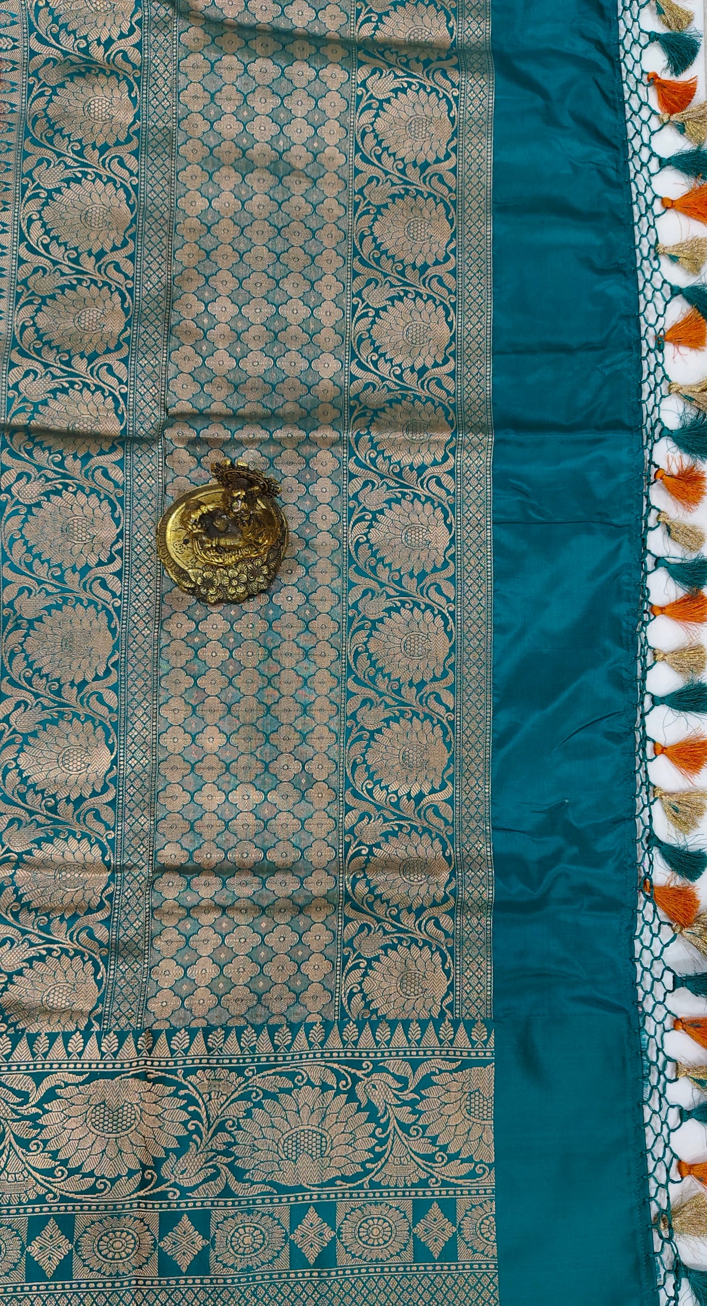 Benaras Katan Silk Saree in Orange
