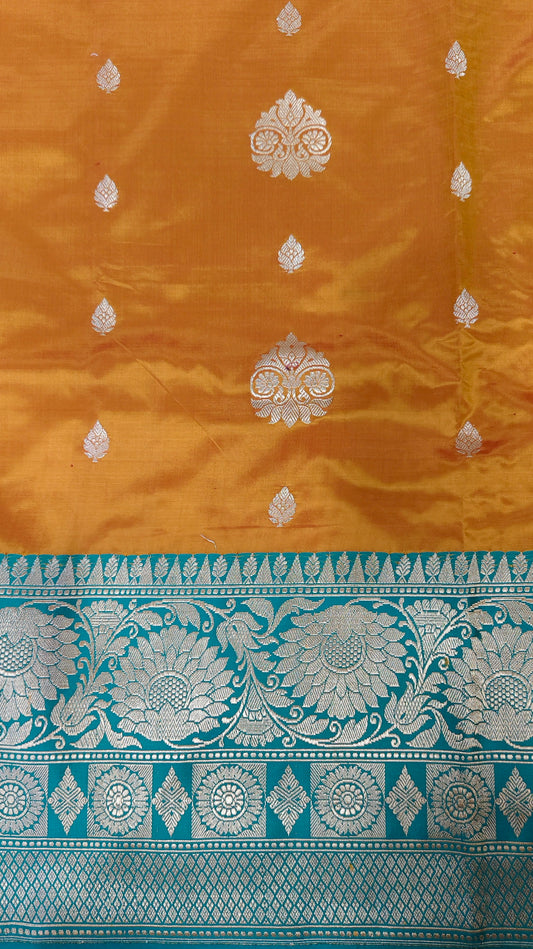 Benaras Katan Silk Saree in Orange