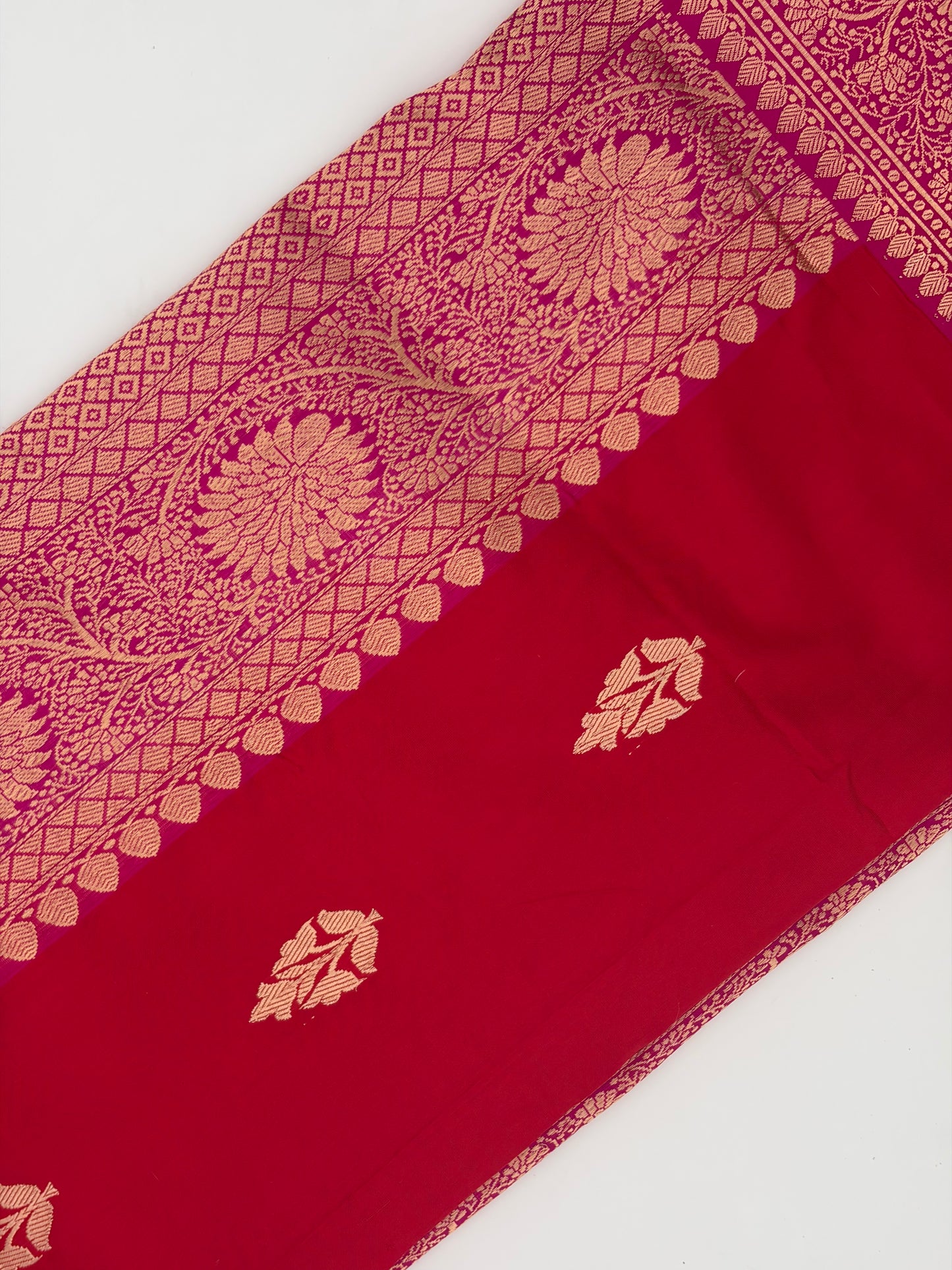 Handwoven Venkatagiri Silk Saree in Flame Red