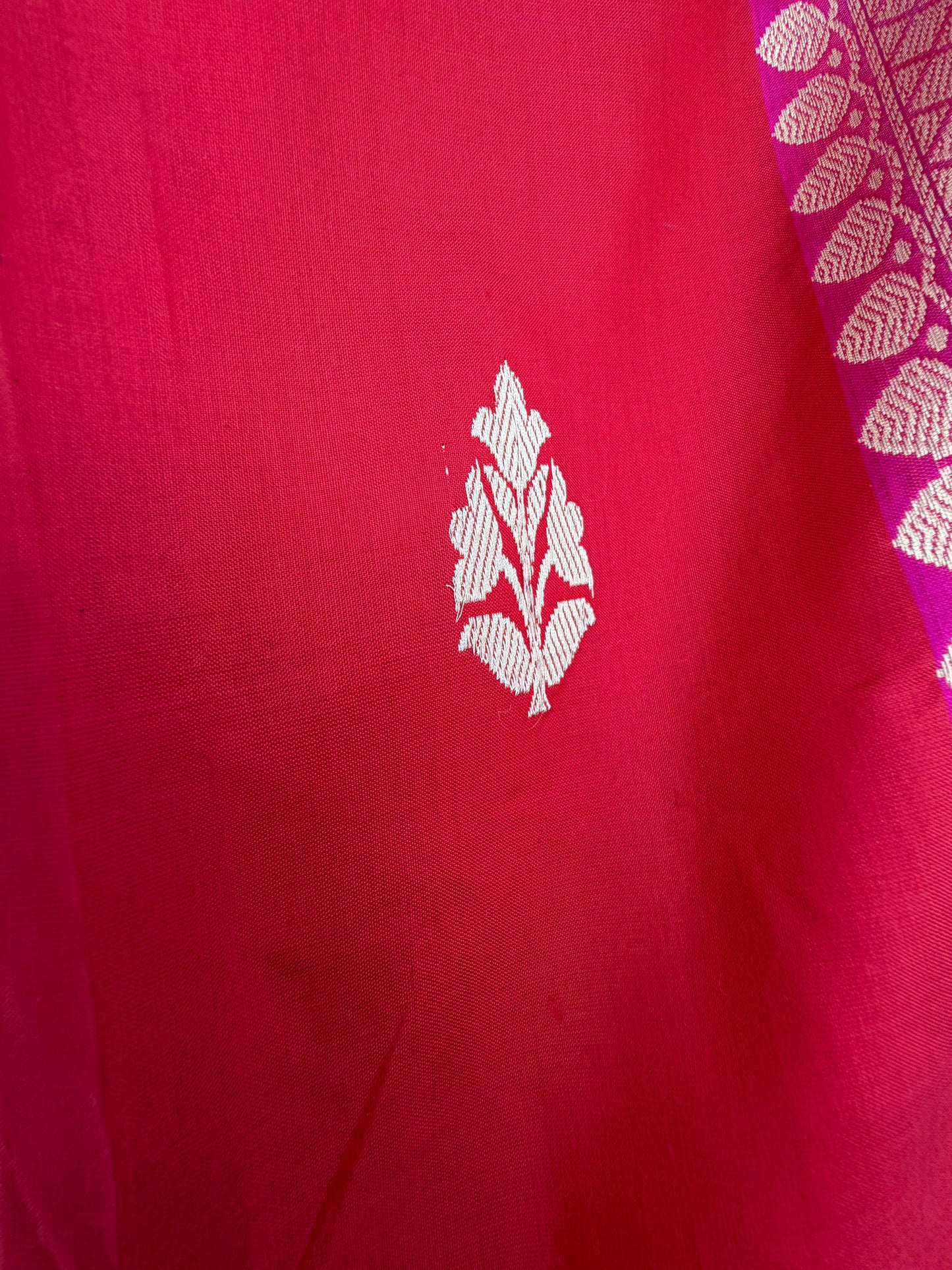 Handwoven Venkatagiri Silk Saree in Flame Red