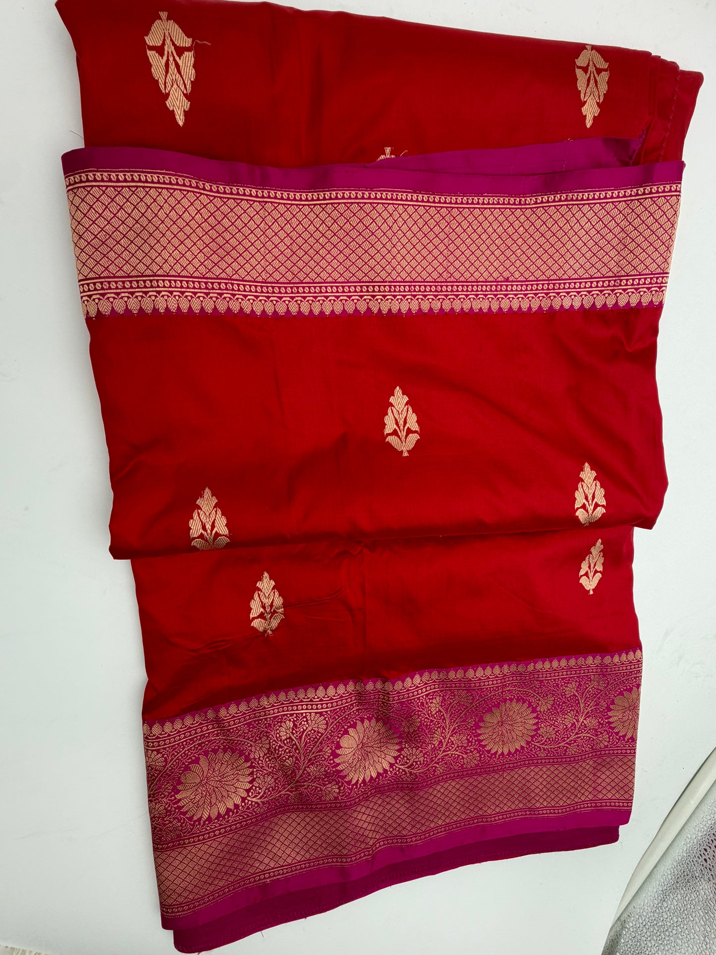 Handwoven Venkatagiri Silk Saree in Flame Red