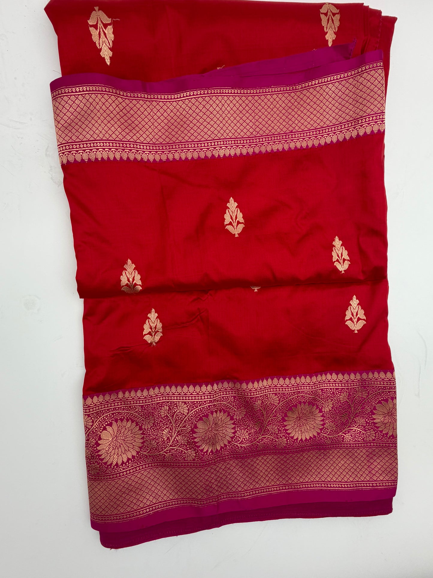 Handwoven Venkatagiri Silk Saree in Flame Red
