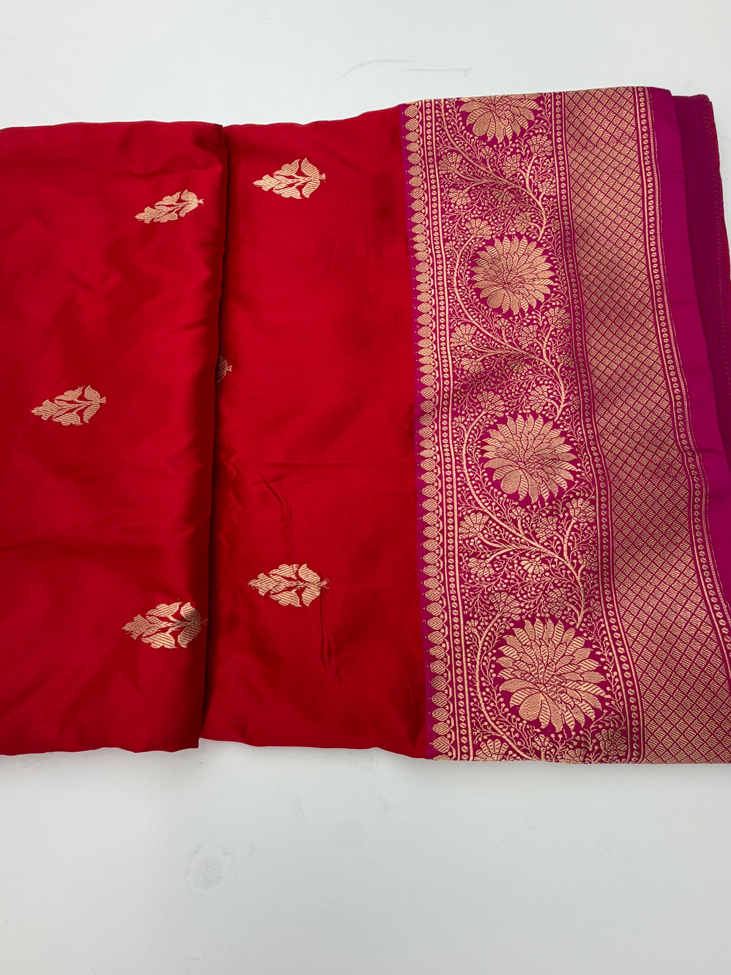 Handwoven Venkatagiri Silk Saree in Flame Red