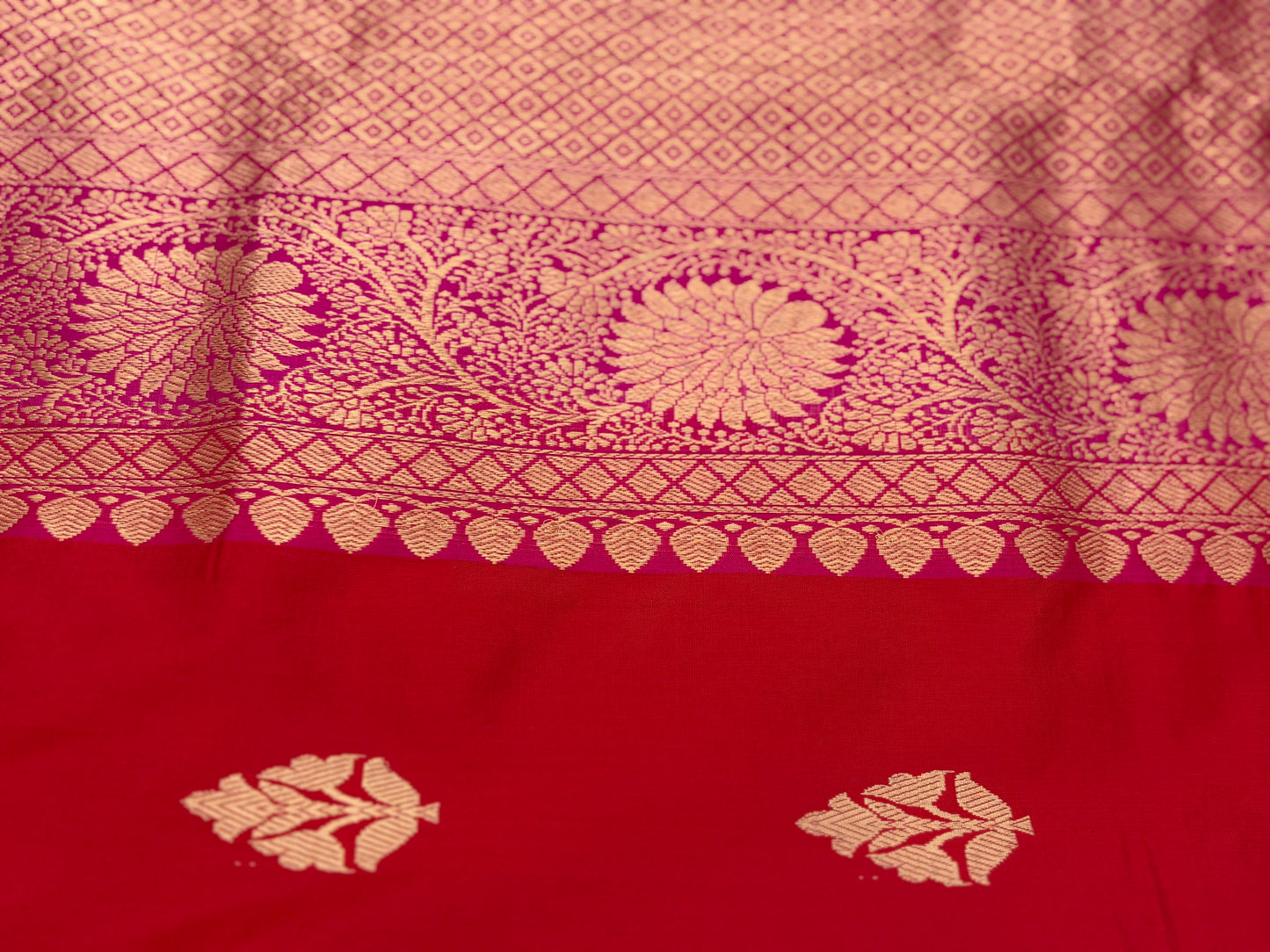 Handwoven Venkatagiri Silk Saree in Flame Red