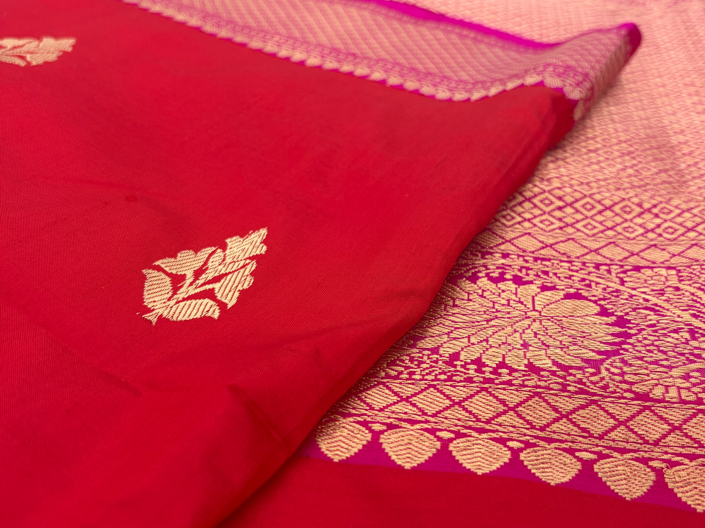 Handwoven Venkatagiri Silk Saree in Flame Red