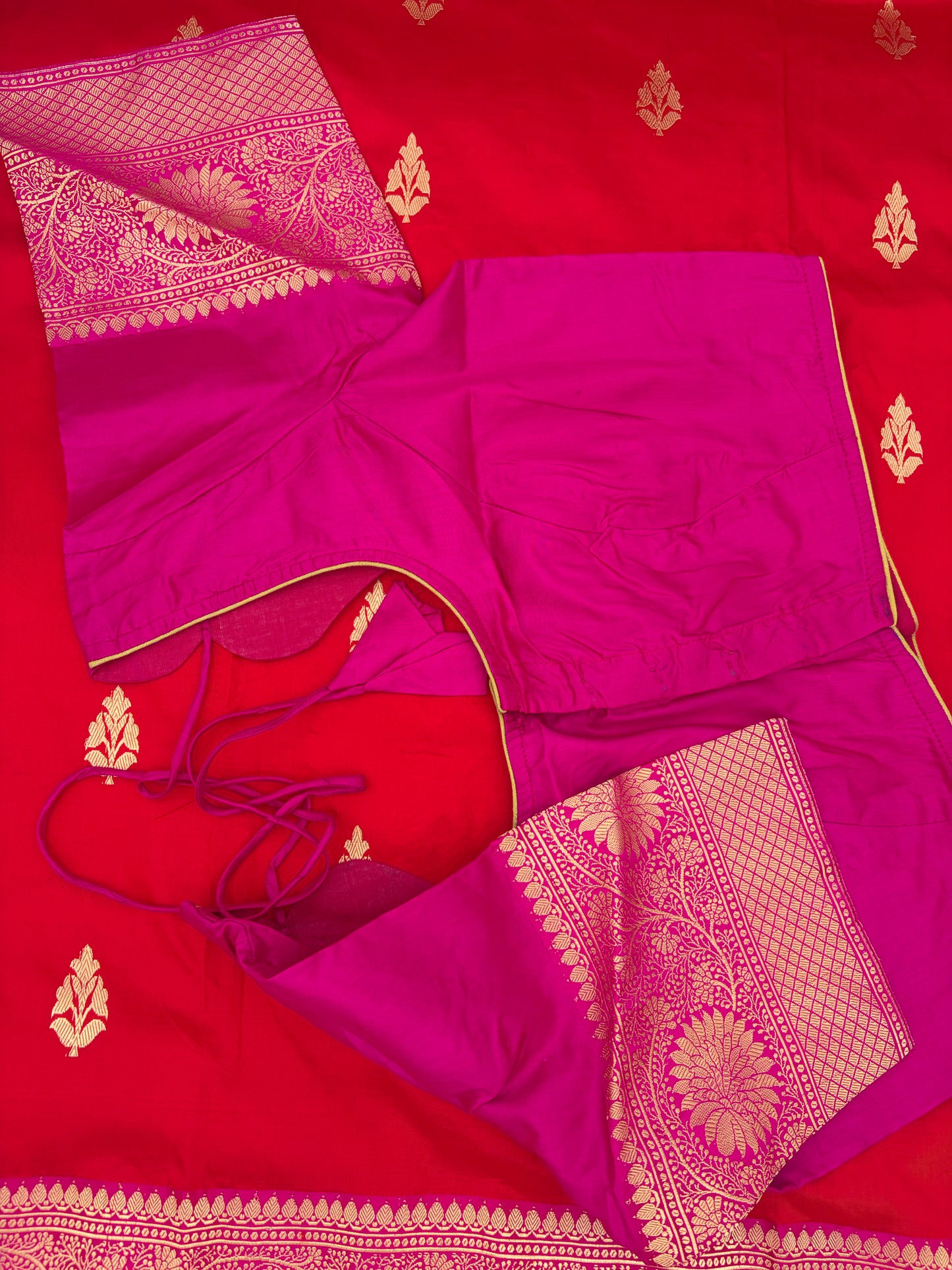 Handwoven Venkatagiri Silk Saree in Flame Red
