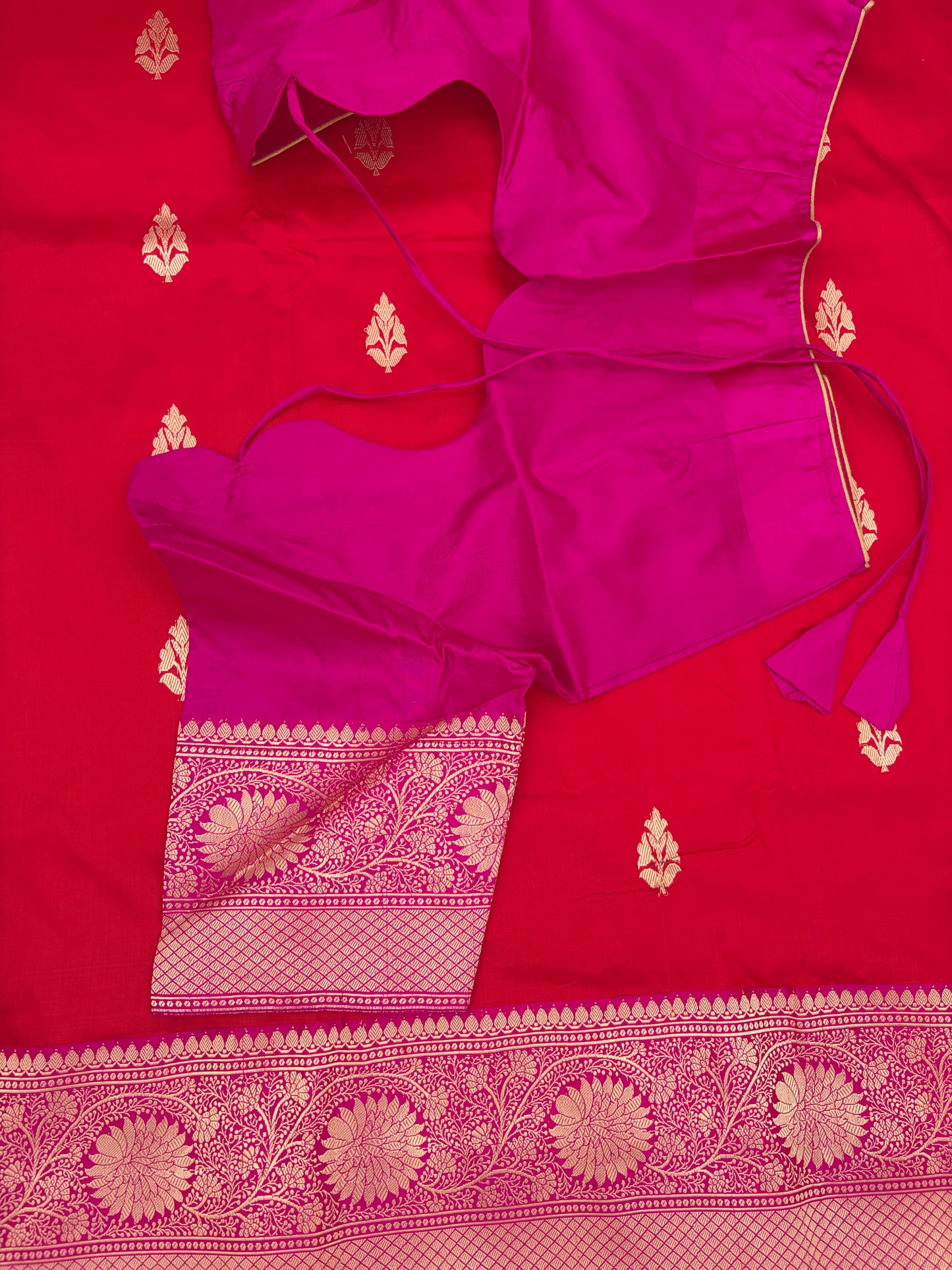 Handwoven Venkatagiri Silk Saree in Flame Red