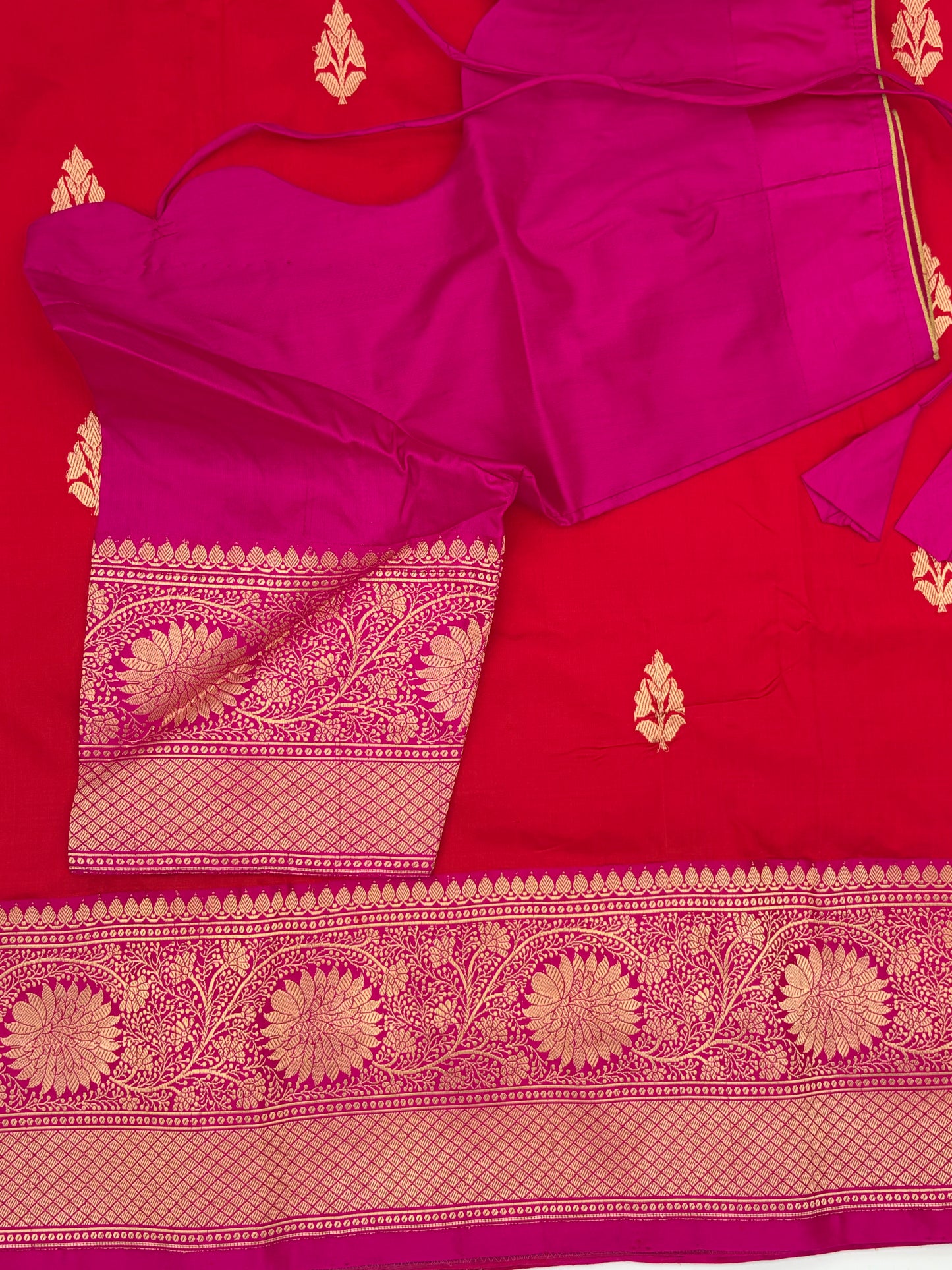 Handwoven Venkatagiri Silk Saree in Flame Red