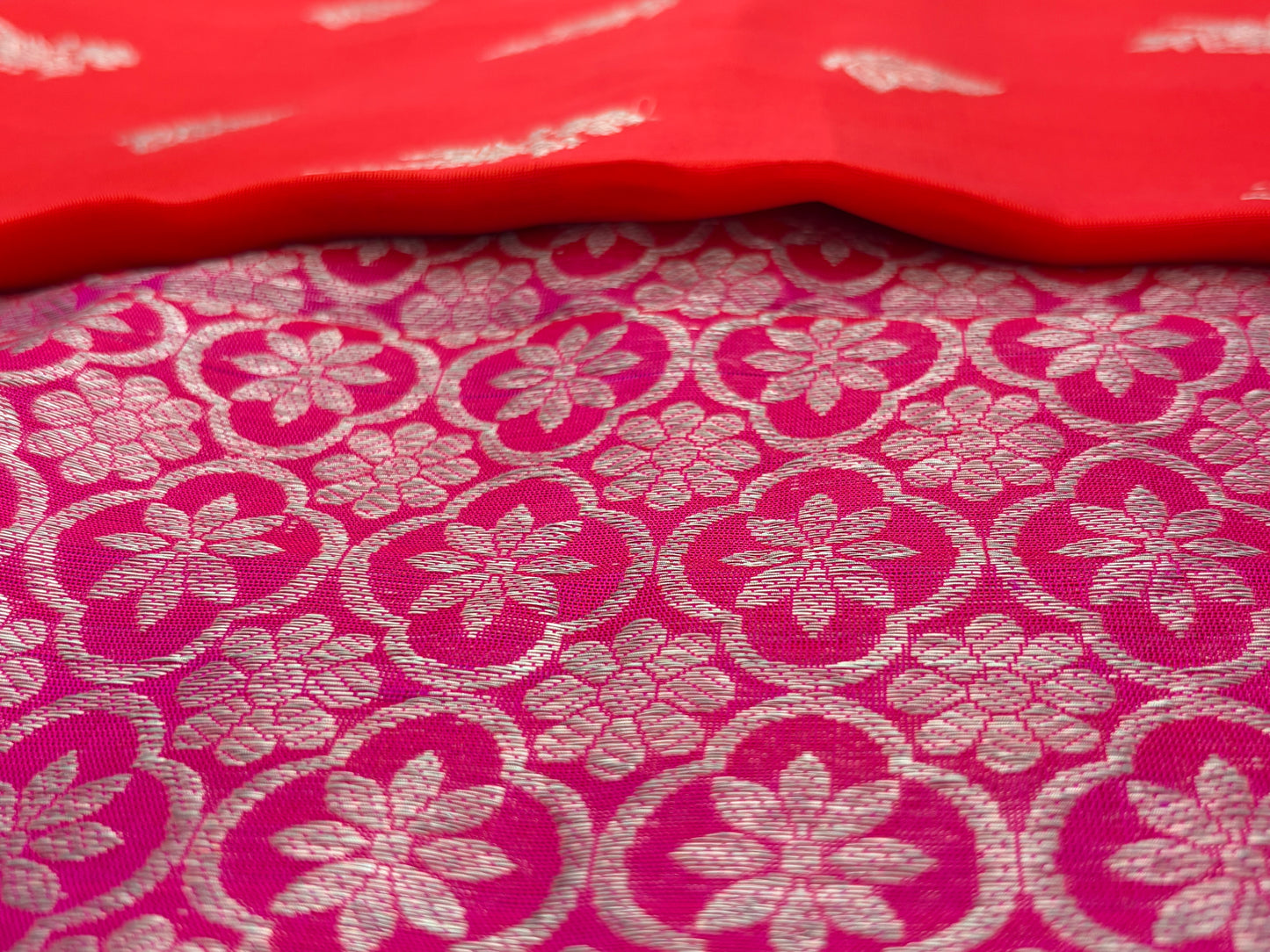 Handwoven Venkatagiri Silk Saree in Flame Red