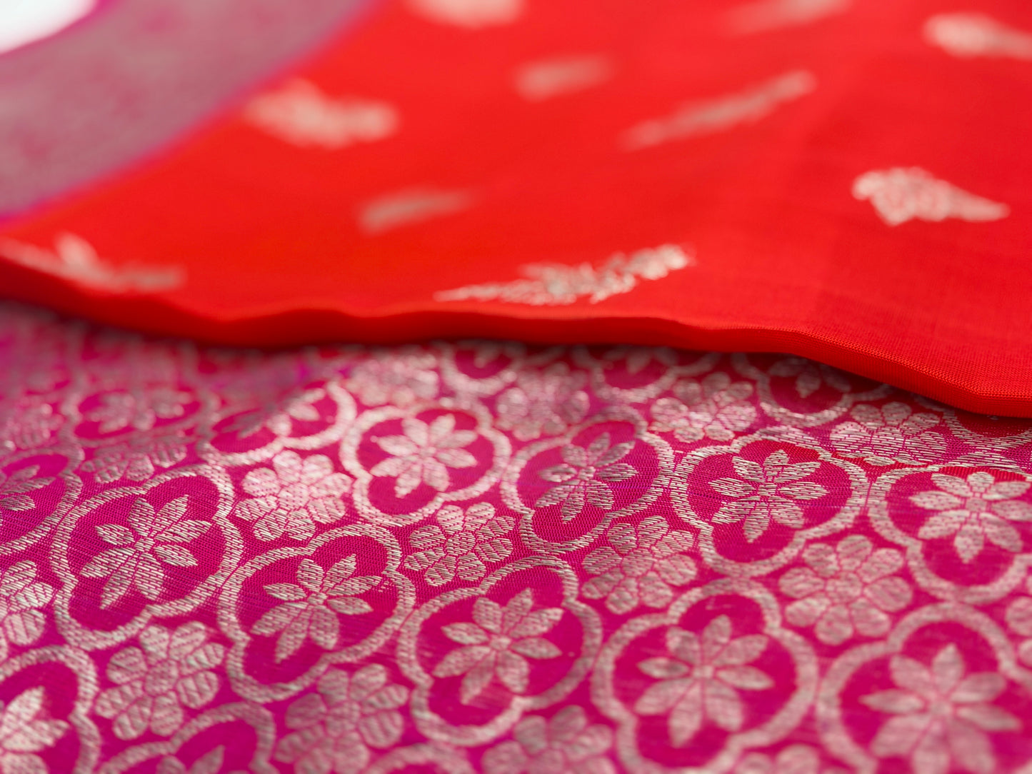 Handwoven Venkatagiri Silk Saree in Flame Red