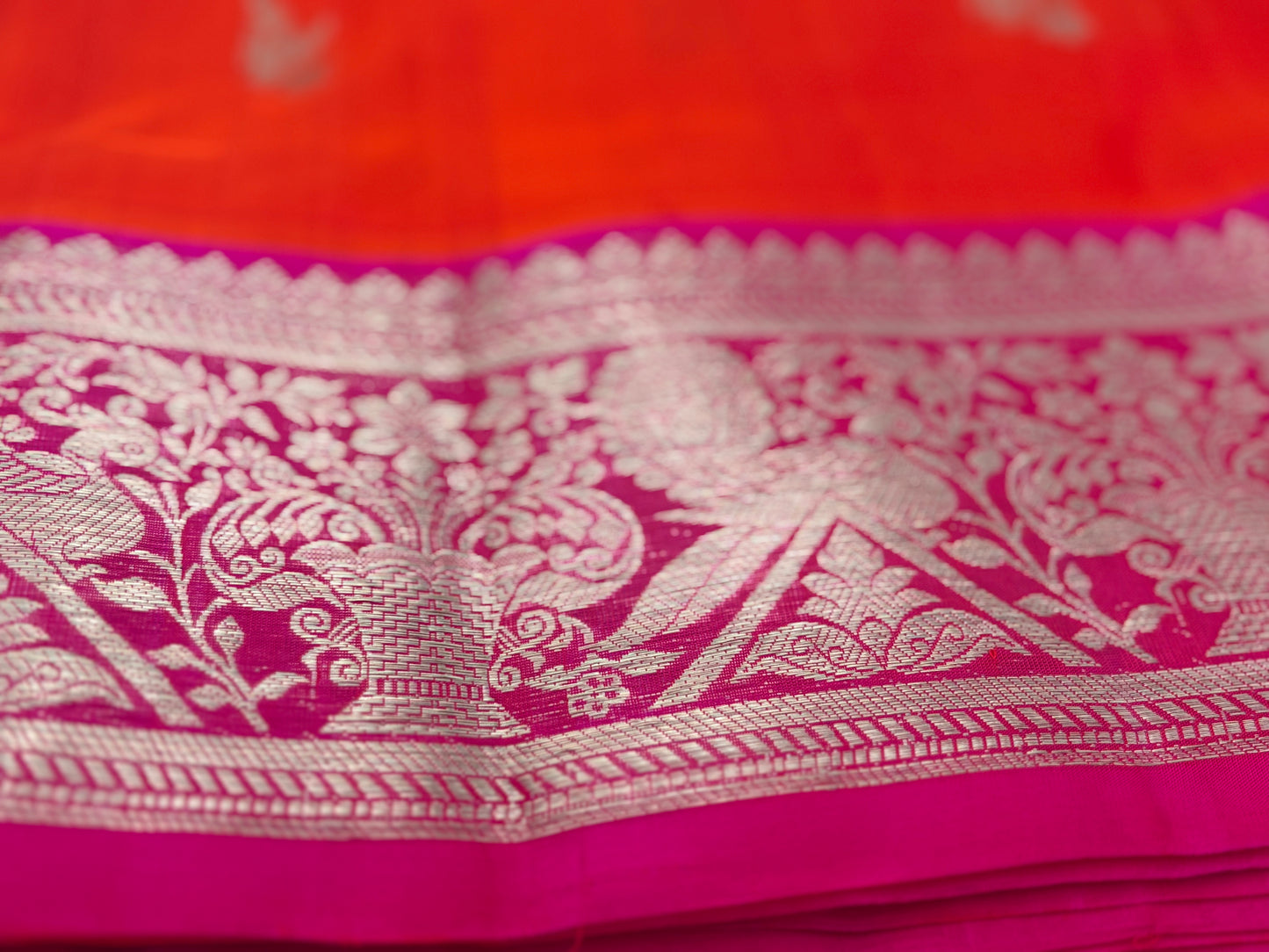 Handwoven Venkatagiri Silk Saree in Flame Red