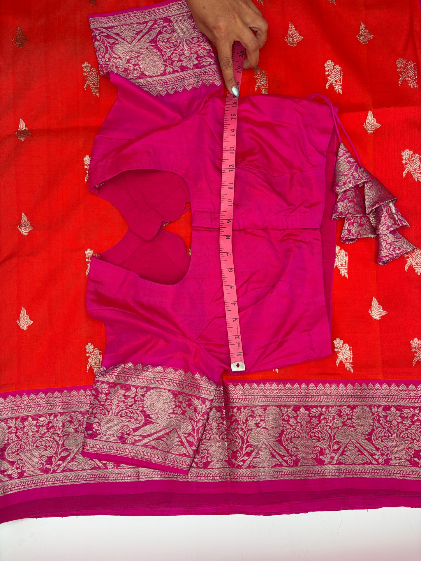 Handwoven Venkatagiri Silk Saree in Flame Red