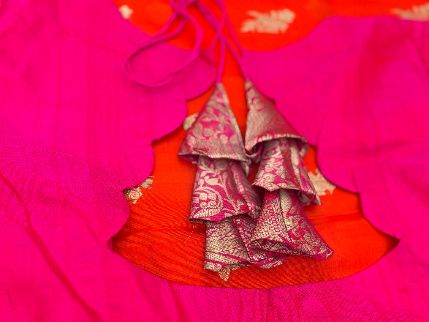 Handwoven Venkatagiri Silk Saree in Flame Red