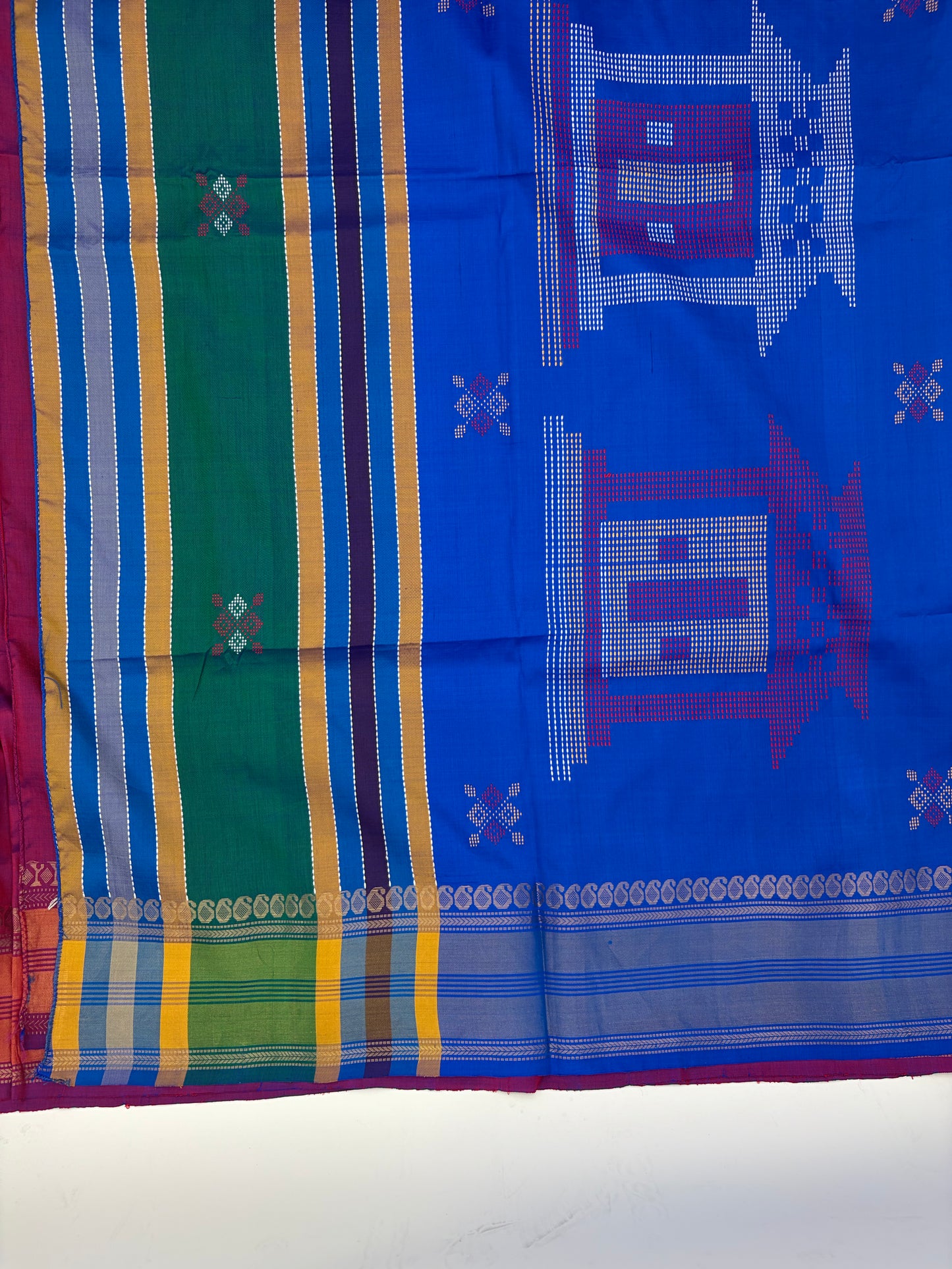Handwoven Bomkai Odisha Saree in Magenta Orange