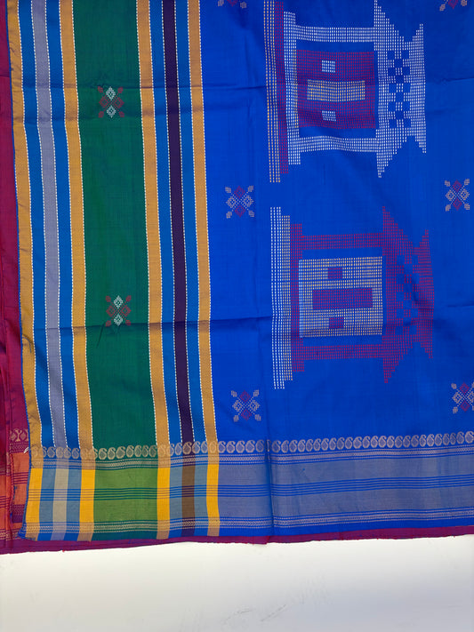 Handwoven Bomkai Odisha Saree in Magenta Orange