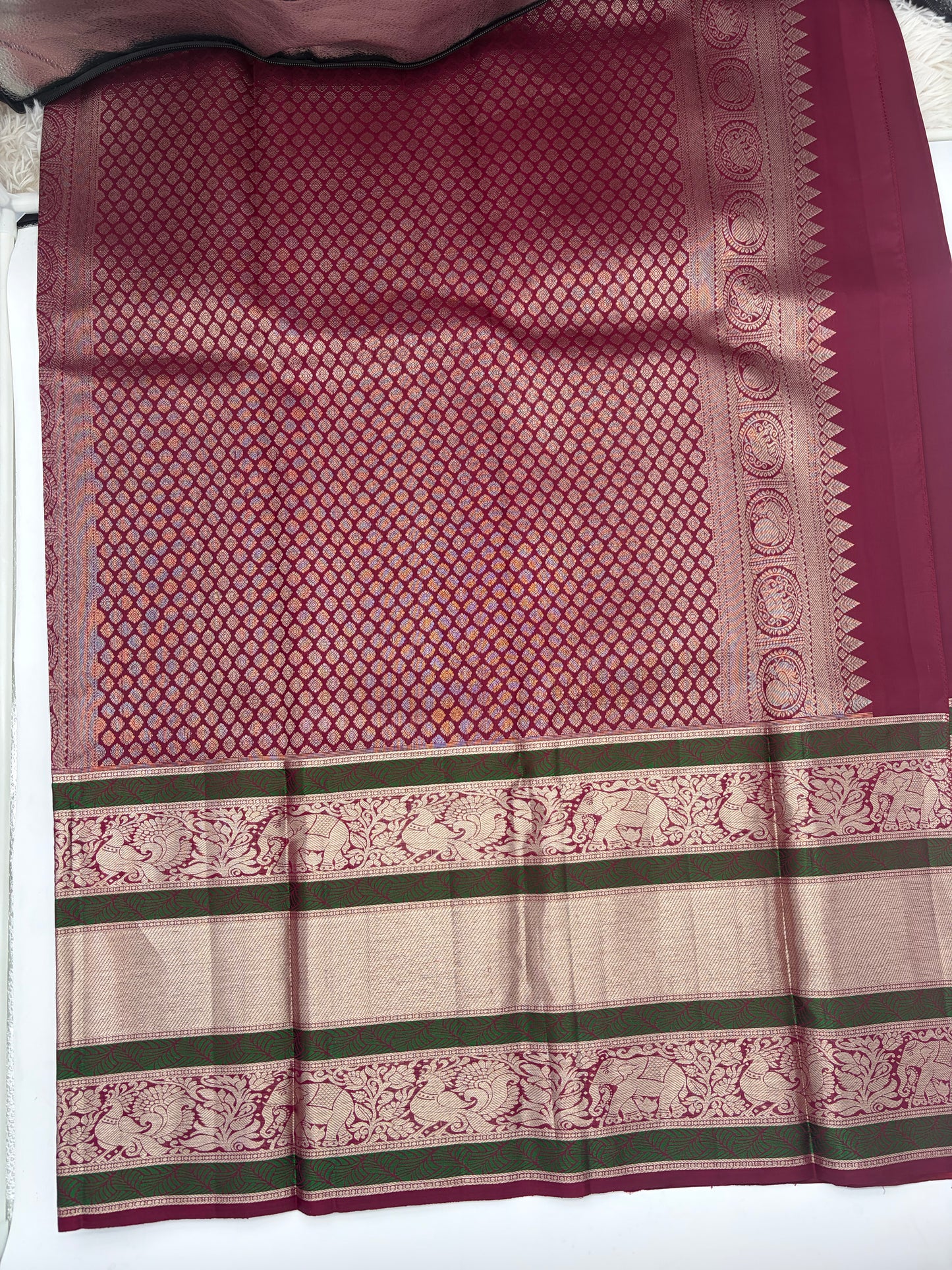 Handwoven Pure Kanjivaram Silk Saree in Evening Wine