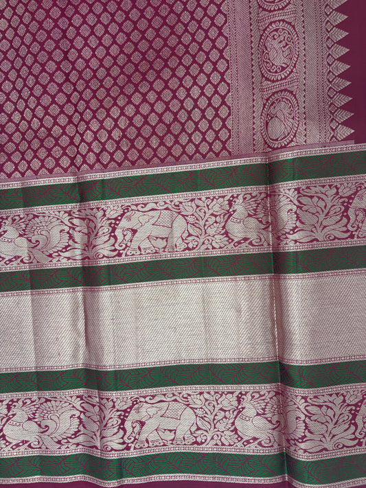 Handwoven Pure Kanjivaram Silk Saree in Evening Wine