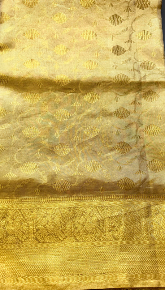 Handwoven Pure Kanjivaram Bridal Gold Silk Saree