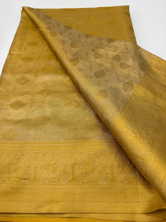Handwoven Pure Kanjivaram Bridal Gold Silk Saree