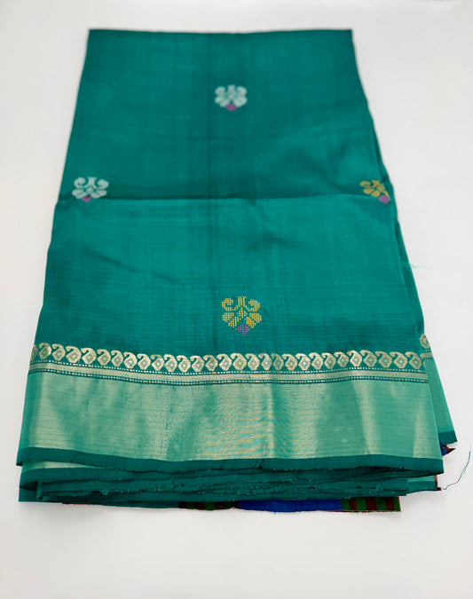 Handwoven Green Bishnupuri Silk Saree