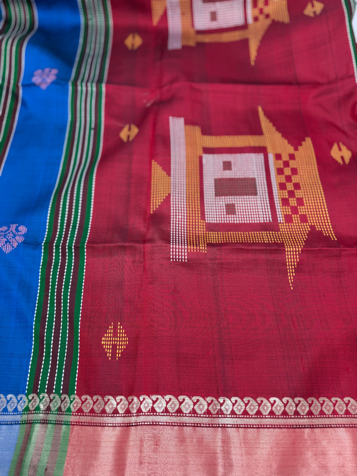 Handwoven Green Bishnupuri Silk Saree
