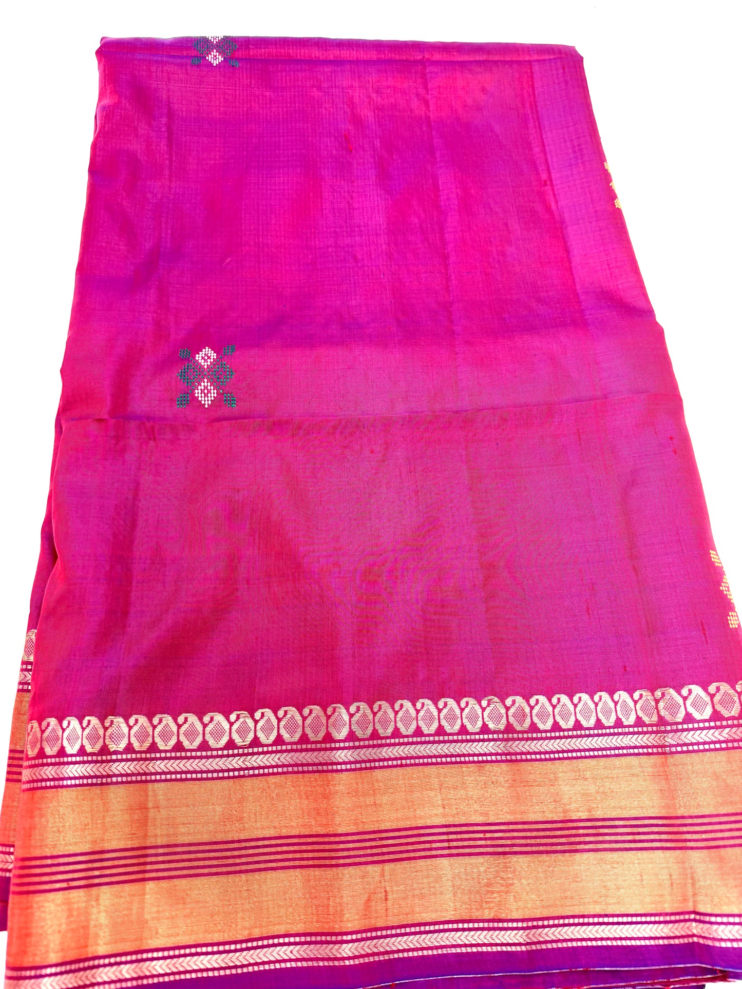 Handwoven Pink Bishnupuri Silk Sare