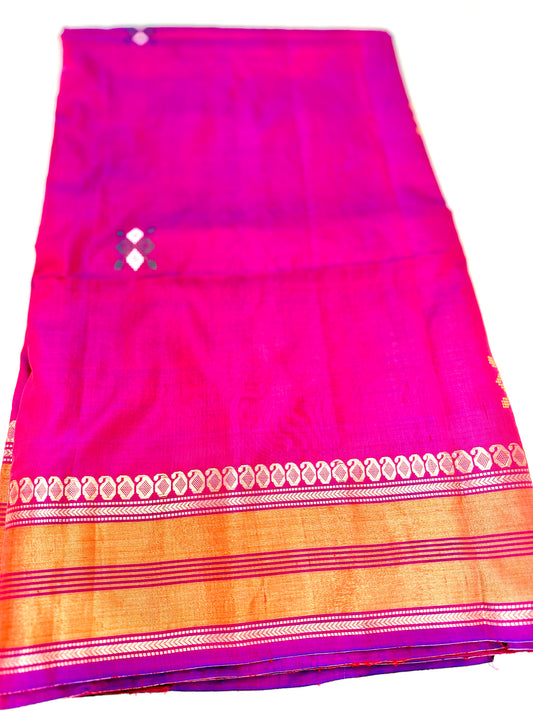 Handwoven Pink Bishnupuri Silk Sare