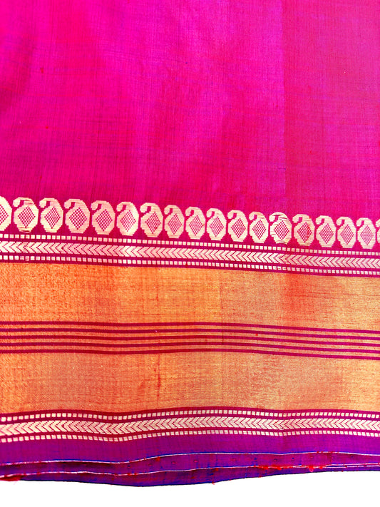 Handwoven Pink Bishnupuri Silk Saree